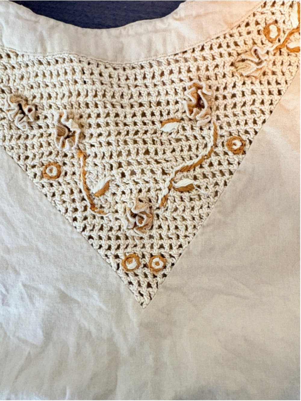Vintage 1980’s Tan Knit Crochet Short Sleeve Sweater Size Large - Picture 7 of 10